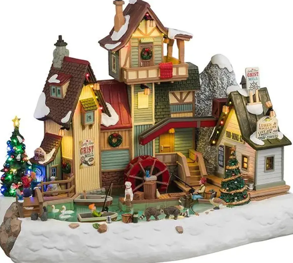 Lemax the rocky river grist mill bewegend kersthuisje Harvest Crossing 2025
