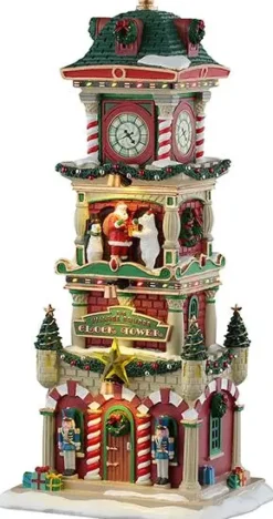 Lemax the village square clock tower verlicht kersthuisje Santa's Wonderland 2025