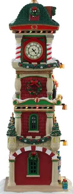 Lemax the village square clock tower verlicht kersthuisje Santa's Wonderland 2025