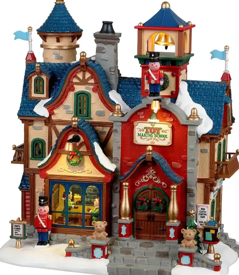 Lemax toy making school verlicht kersthuisje Santa's Wonderland 2023