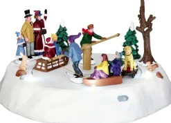 Lemax victorian ice merry go round bewegend kerstdorp tafereel Caddington Village 2014