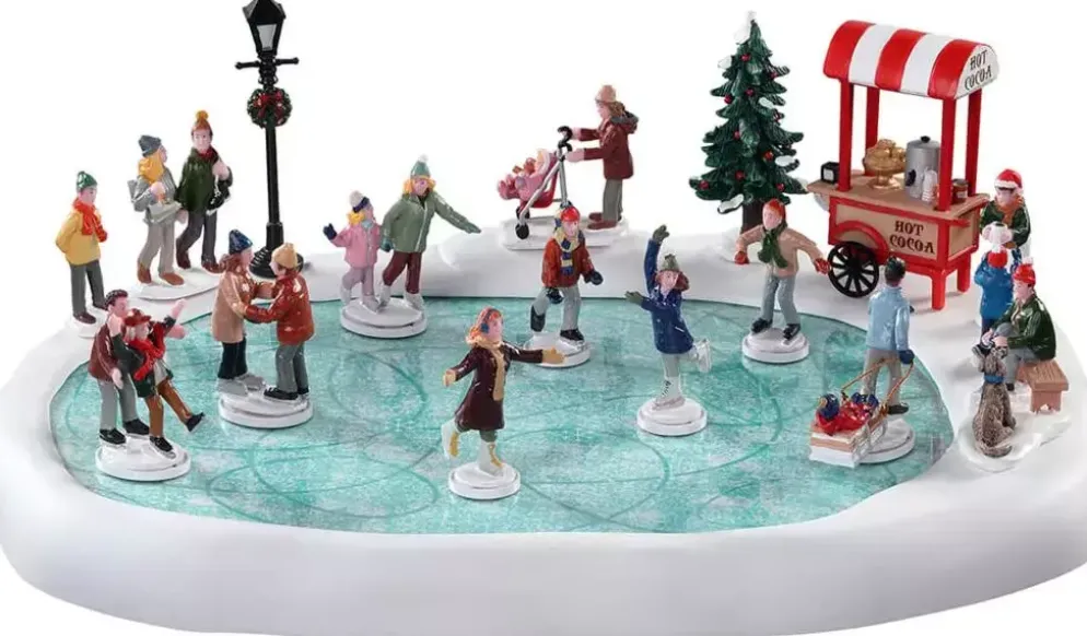 Lemax village skating pond with sound bewegende schaatsbaan 2010
