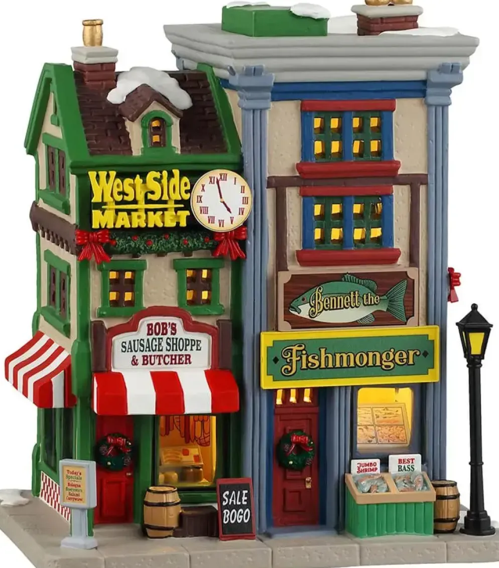 Lemax west side market shops verlicht kersthuisje Caddington Village 2024