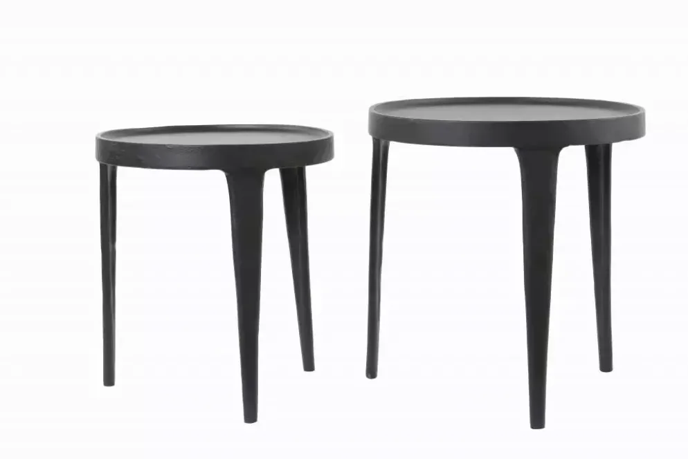 Light & Living bijzettafel set van 2 metaal tobias zwart