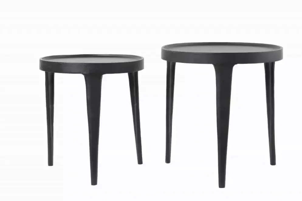 Light & Living bijzettafel set van 2 metaal tobias zwart
