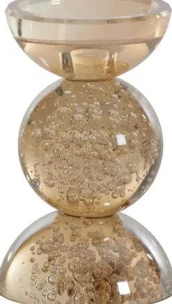 Light & Living kandelaar glas itinga 9.5x15.5cm amber