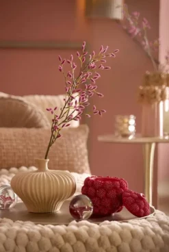 Light & Living ornament glas flower 8x8cm roze