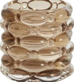 Light & Living theelichthouder glas wadley 9.5x9.5cm donkerbruin