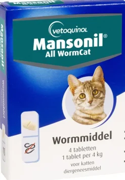 Mansonil All Worm Cat – Ontwormingstabletten voor Katten – 4 stuks