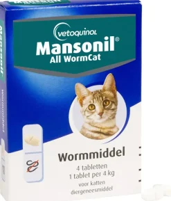 Mansonil All Worm Cat – Ontwormingstabletten voor Katten – 4 stuks