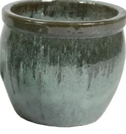 Mcollections Bloempot Delta Geglazuurd – Ø28 × H24 cm – Mosgroen