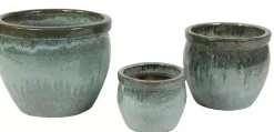 Mcollections Bloempot Delta Geglazuurd – Ø28 × H24 cm – Mosgroen