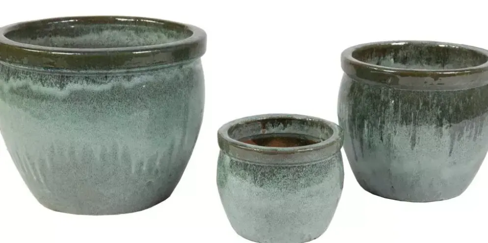 Mcollections bloempot delta geglazuurd 21x16 cm mos