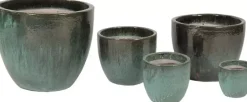 Mcollections Bloempot Egg Geglazuurd – Ø60 × H52 cm – Mosgroen