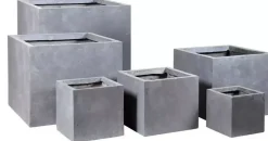 Mcollections Plantenbak Kubus – 34 x 34 x 30 cm – Clayfibre – Authentiek Grijs