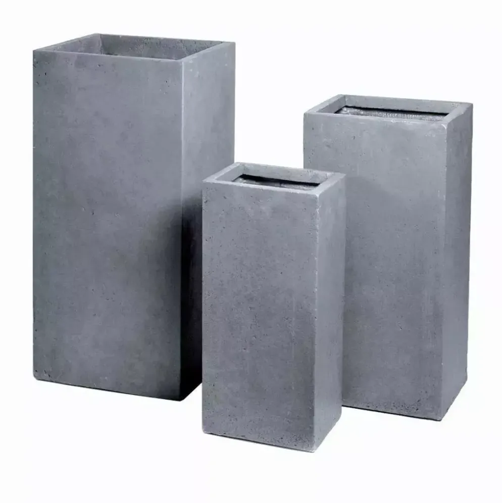 Mcollections plantenbak kubus clayfibre hoog 28x28x60 cm zand