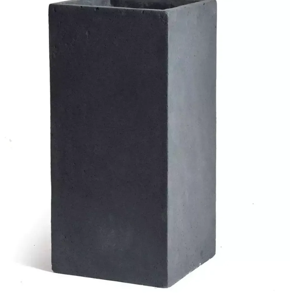 Mcollections plantenbak kubus clayfibre hoog 23x23x50 cm lood