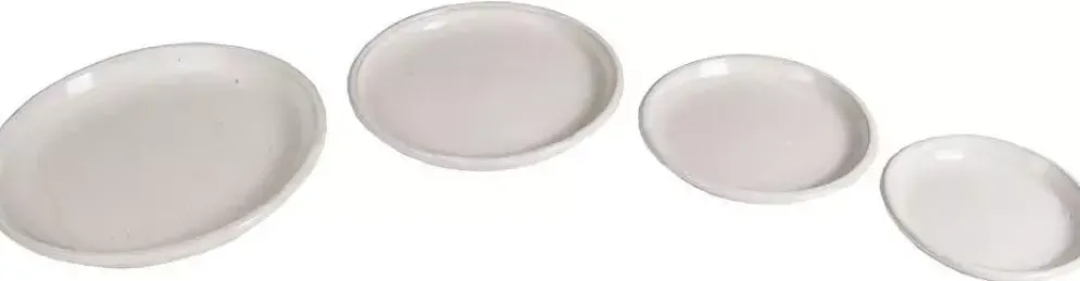 Mcollections Schotel Geglazuurd – Ø20 × H2,5 cm – Wit