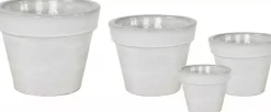 Mega Collections Bloempot Basis Geglazuurd Ø38xH30 cm Wit