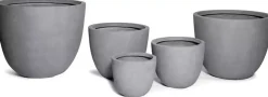 Mega Collections Bloempot Egg Clayfibre, Groot - Ø90x76 cm - Grijs