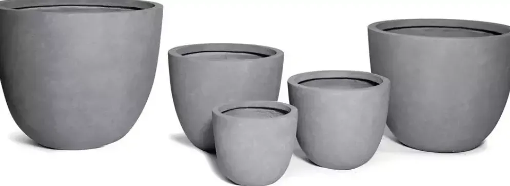 Mega Collections Bloempot Egg Clayfibre, Groot - Ø90x76 cm - Grijs