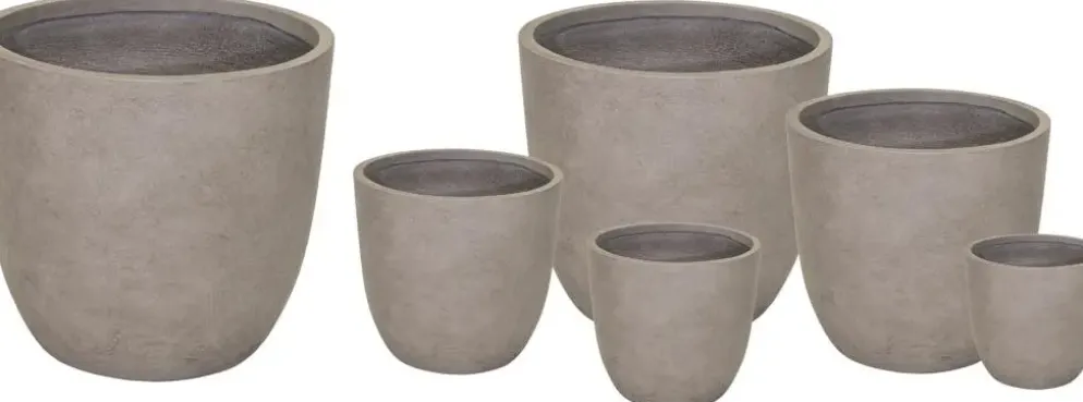 Mega Collections Bloempot Egg - Clayfibre – Ø45 x H43 cm – (Sand) Bruin