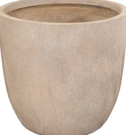 Mega Collections Bloempot Egg Texas – Ø45 x H43 cm – Zandkleur