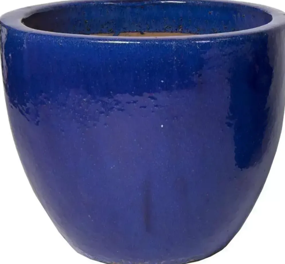 Mega Collections Geglazuurde Bloempot Egg Ø60x52 cm – Blauw