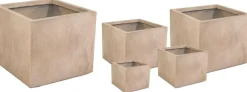 Mega Collections Plantenbak/Bloempot Texas Cubi – 28 x 28 x 28 cm – Sand Wash (Bruin)