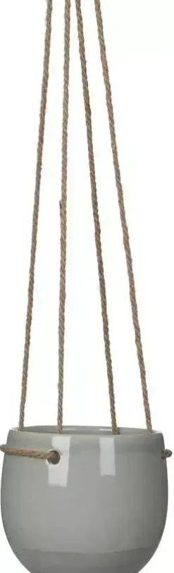 Mica Decorations Resa hangpot rond 13,5x11,5cm licht grijs