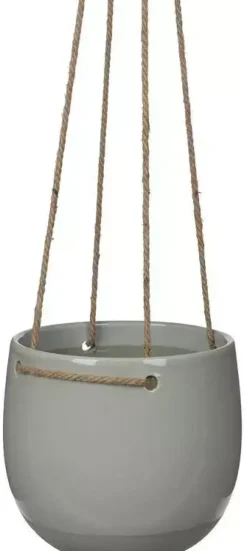 Mica Decorations Resa hangpot rond 18,5x17 cm licht grijs