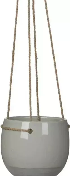 Mica Decorations Resa hangpot rond 16,5x13,5 cm licht grijs