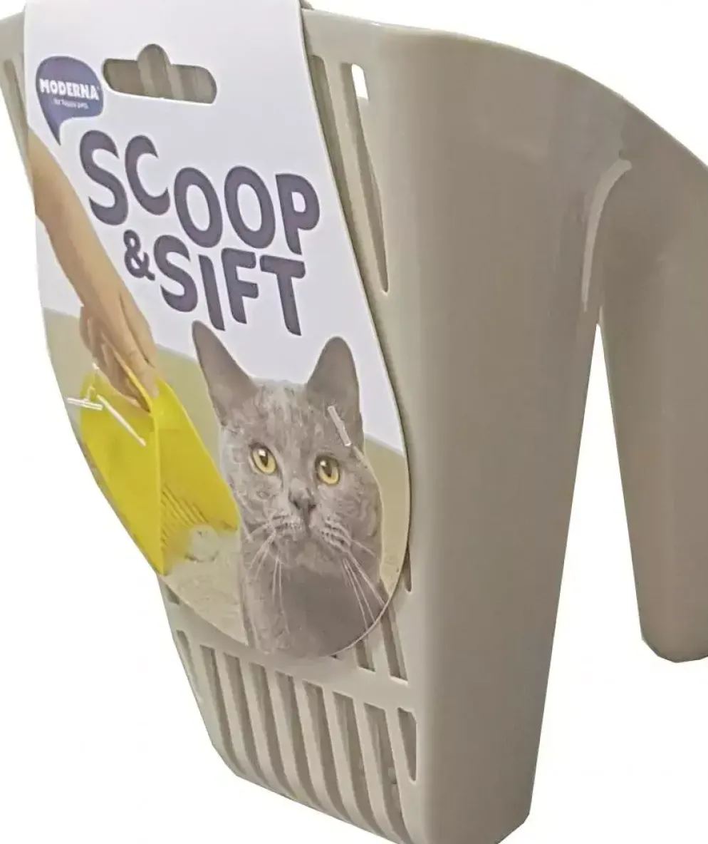 Moderna plastic kattenbakschep 'Scoop & Sift', warmgrijs