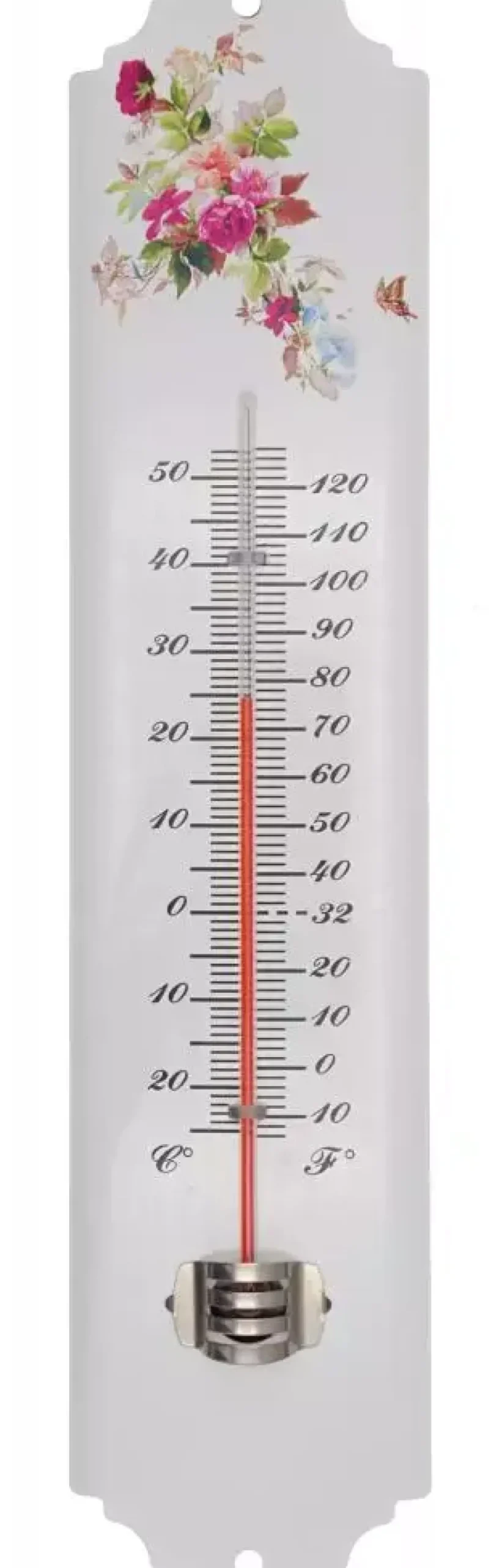 Muurthermometer metaal bloem h30cm