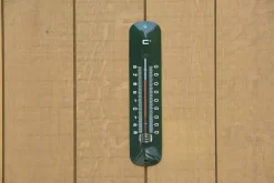 Muurthermometer metaal groen h30cm