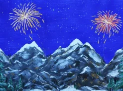 My Village achtergrond canvas led vuurwerk