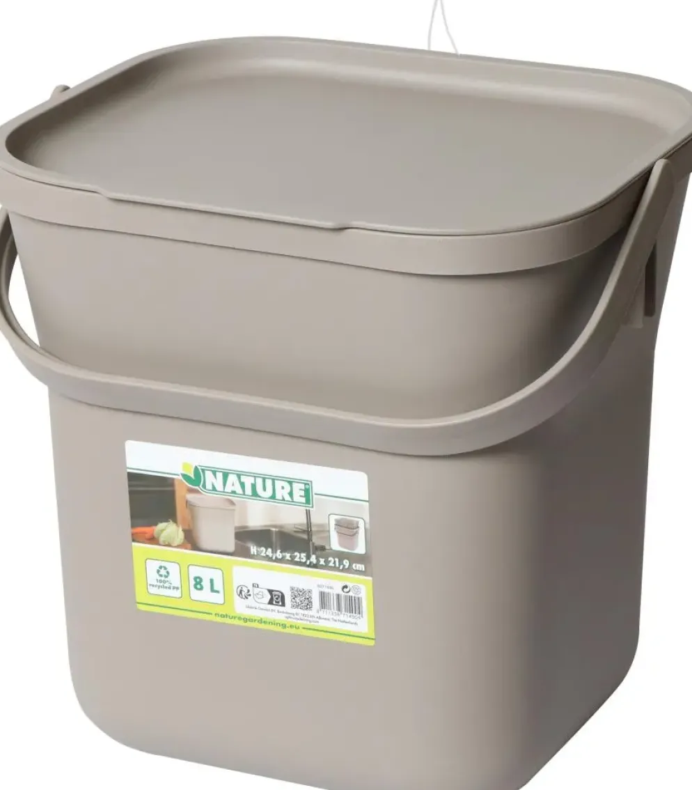 Nature keukencompostbak 25.4x21.9x24.6cm taupe