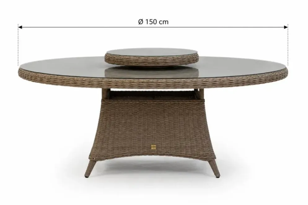 Own Living dining tuintafel ferro incl. lazy susan draaiplateau 150x78cm mexican sand