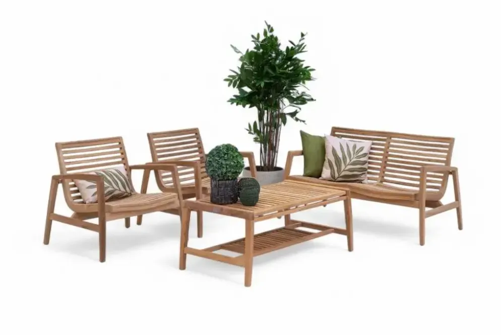 Own Living stoel-bank loungeset buton teak