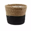 Plantenmand zeegras naturel/zwart Ø25x22 cm