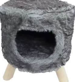 Poef rond pluche met gat Ø 42x50 cm grijs