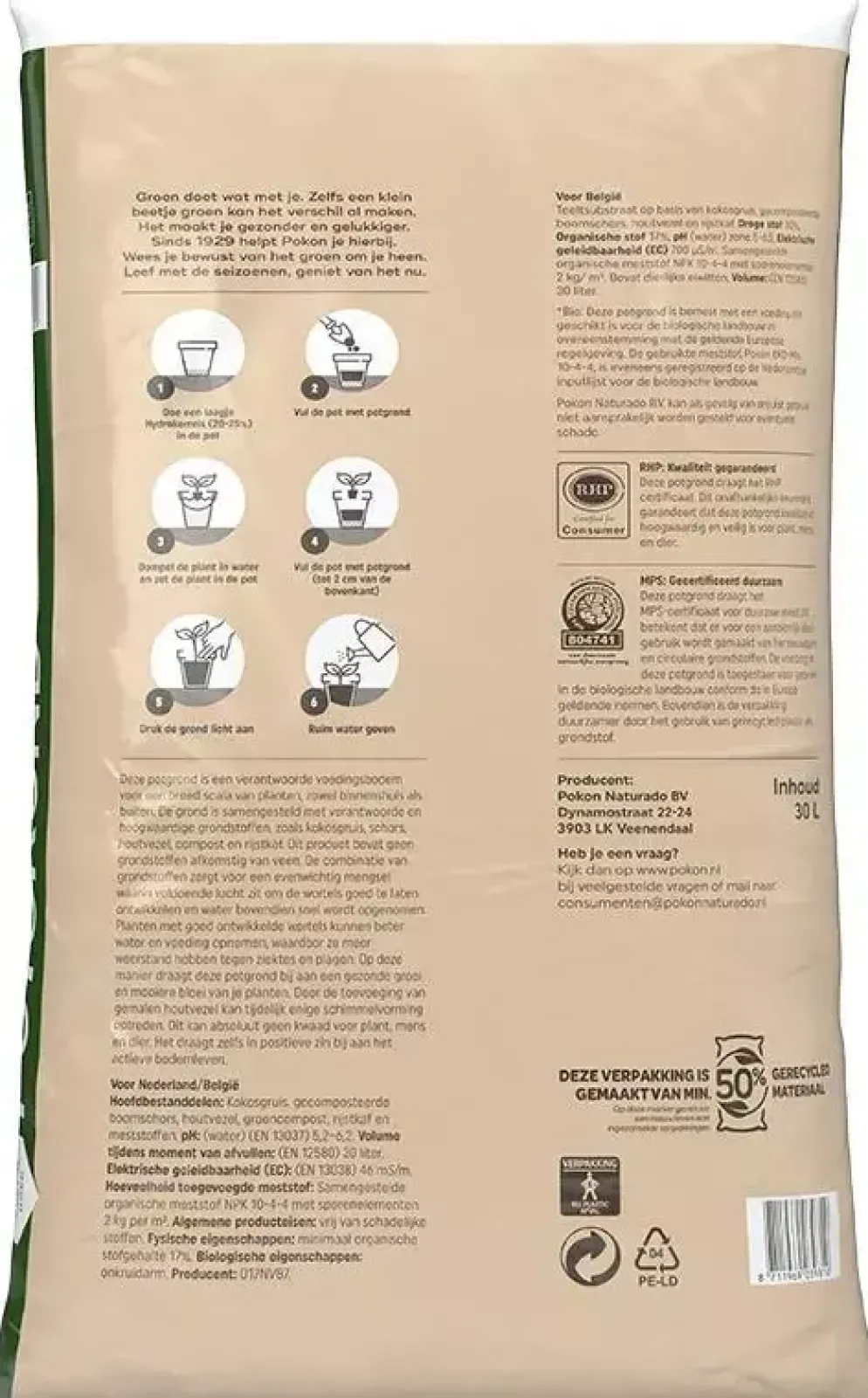 Pokon Bio Turfvrije Potgrond 30L