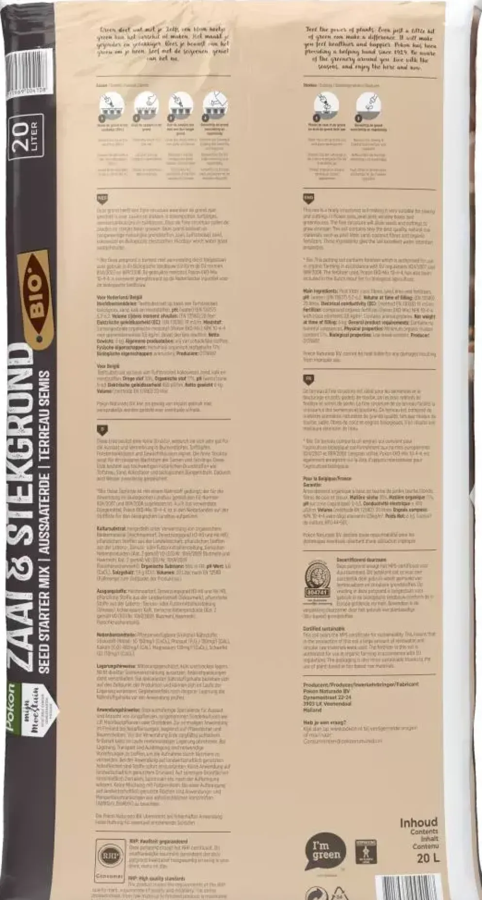 Pokon Bio Zaai & Stekgrond 20L