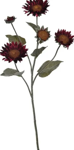 Pure Royal kunsttak zonnebloem 76cm bordeaux