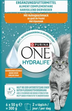 PURINA ONE Hydralife aanvullend kattenvoer met Kipsmaak 6x50g