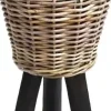 Rotan Drypot plantenmand zwart op poten 27x42cm