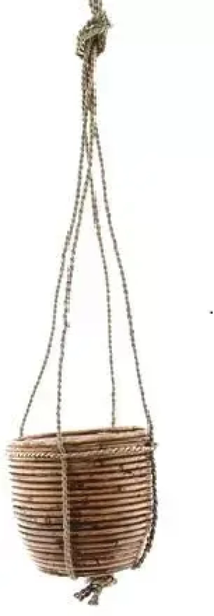 Rotan hangpot stripe 18x16cm bronze