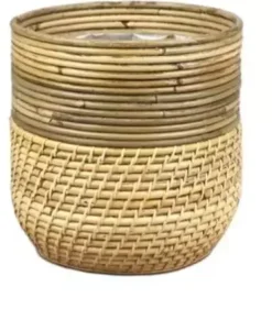 Rotan Lombok plantenmand grijs 24x24cm