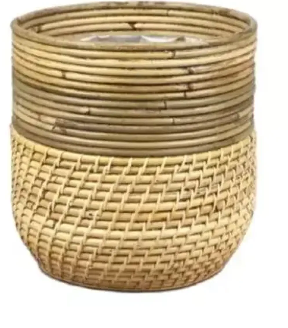Rotan Lombok plantenmand grijs 24x24cm