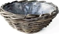 Rotan plantenmand antiek grijs 30x12cm